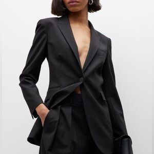 Theory Hayward Wool Blazer Grey Pinstripe